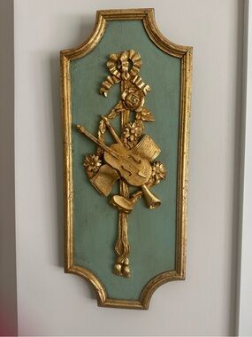 Gorgeous Gilded Wood Musical Wall Plaques Pair